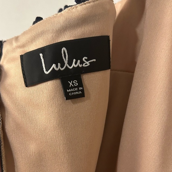 Lulus Women Size X Small Ethereal Navy Blue and Cream Lace Midi Dress Lined - Picture 12 of 14